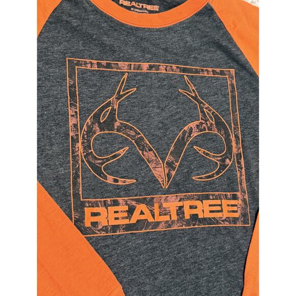 Realtree By Green Source Boy's Large 10/12 Long Sleeve T Shirt Orange Sleeves - Picture 2 of 5